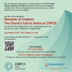 28 Oct: A webinar on “Stewards of Creation: The Church’s Call to Action at COP29”